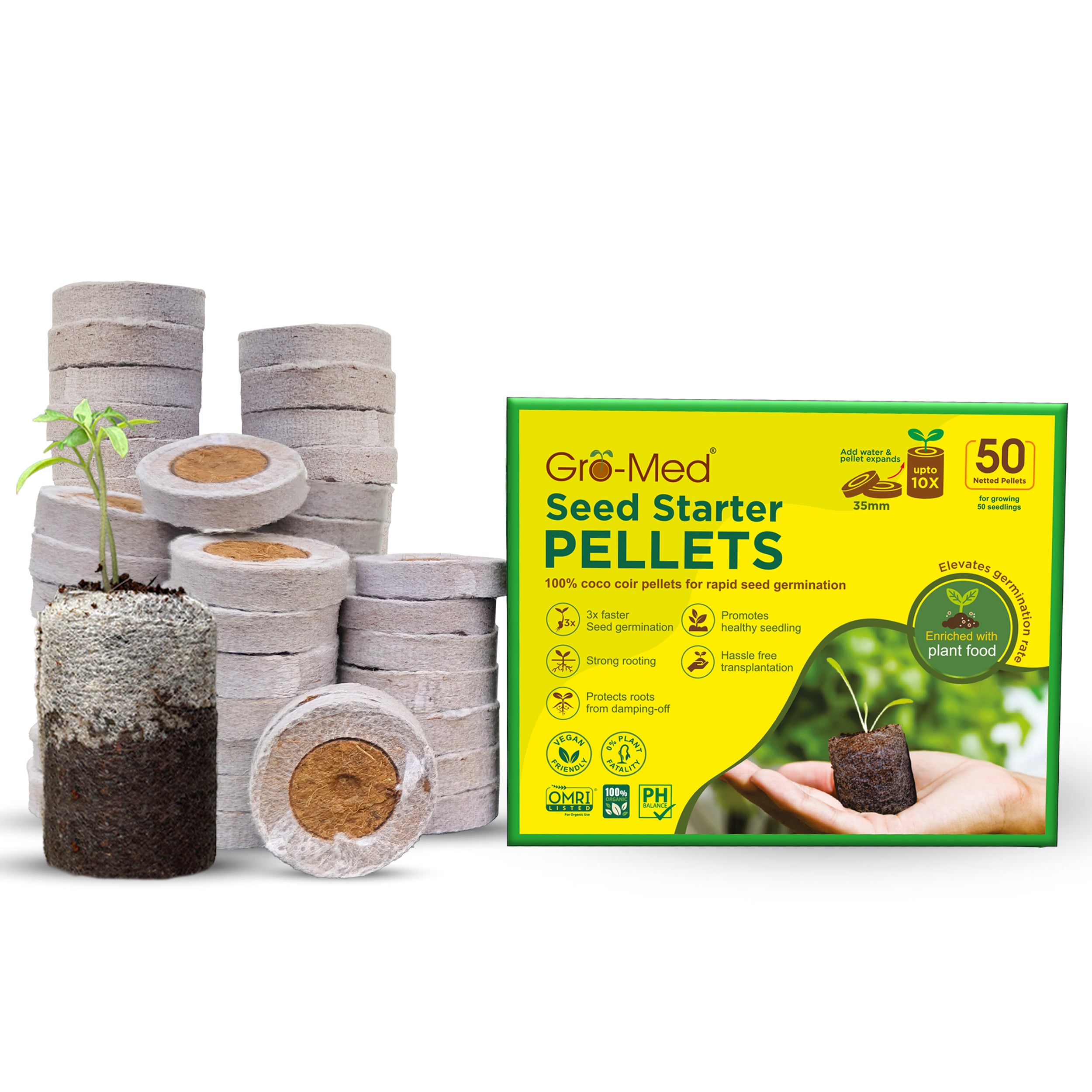 Seed Starter Pellets 35mm Enriched with Plant Food Pack of 50 Pieces