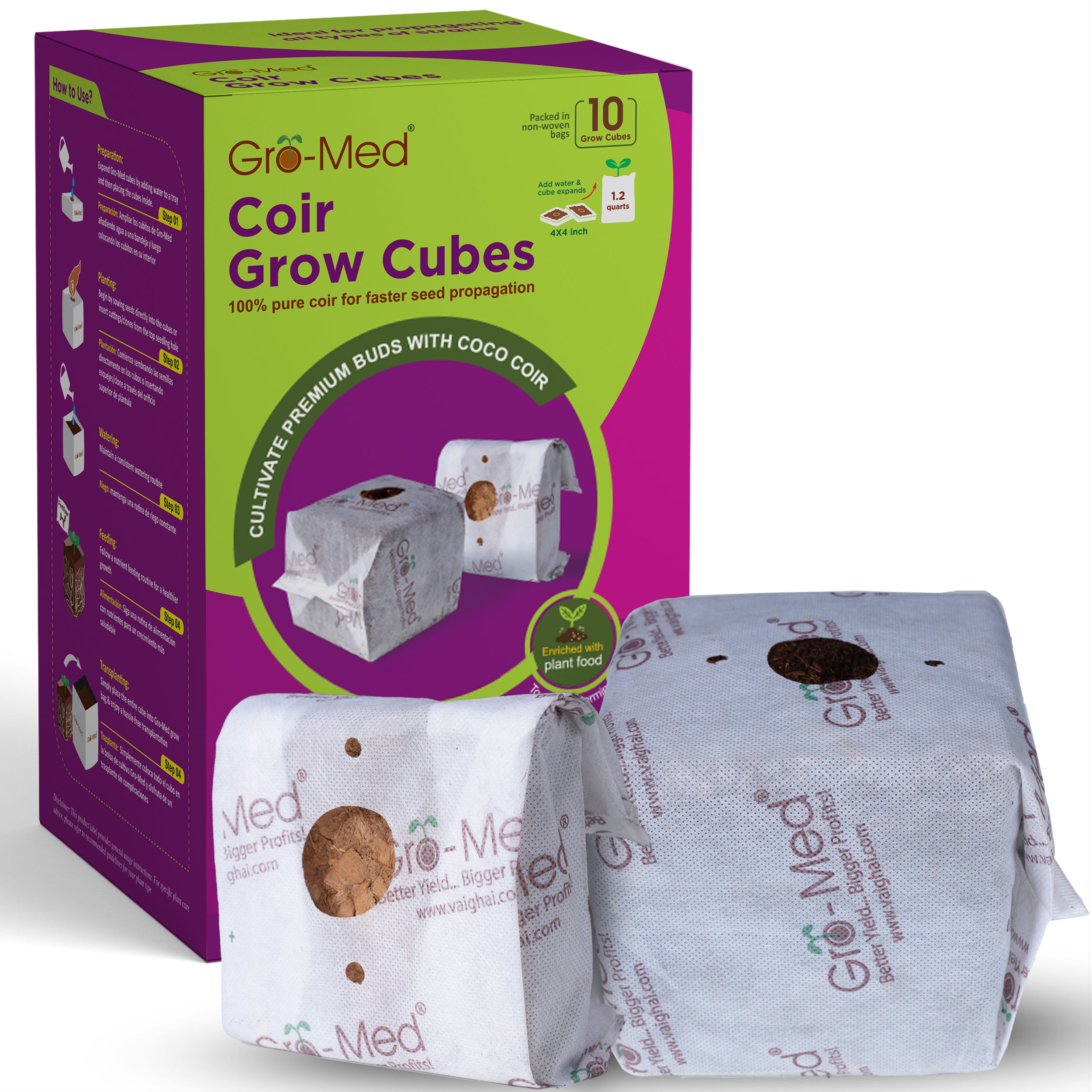 Coir Grow Cubes Enriched with Plant Food Pack of 10