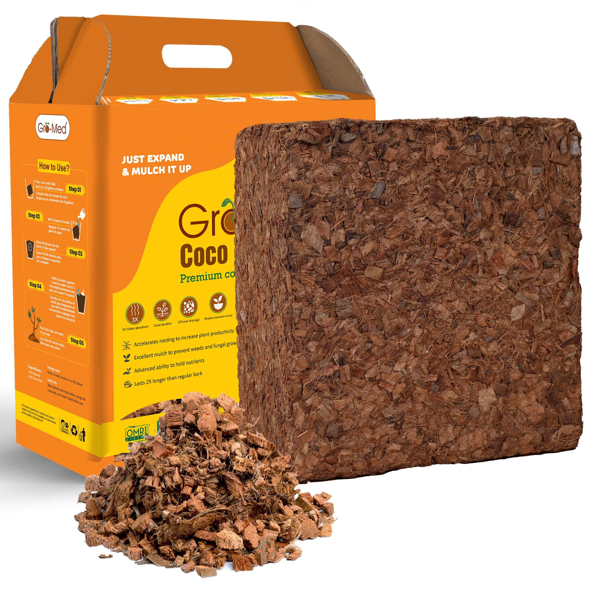 coco coir chips | Coco Husk Chips Block 10 lb